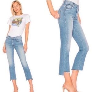 MOTHER The Insider Crop Step Fray Jeans In Shoot To Thrill Wash Denim Size 29